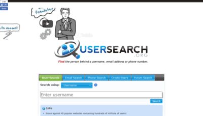 UserSearch is a great resouce for online looks and reverse username searching.