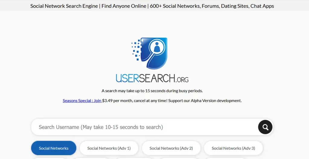 Find email through usersearch.org