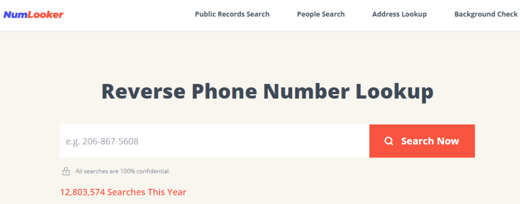 Numlooker Phone reverse lookup official web page.