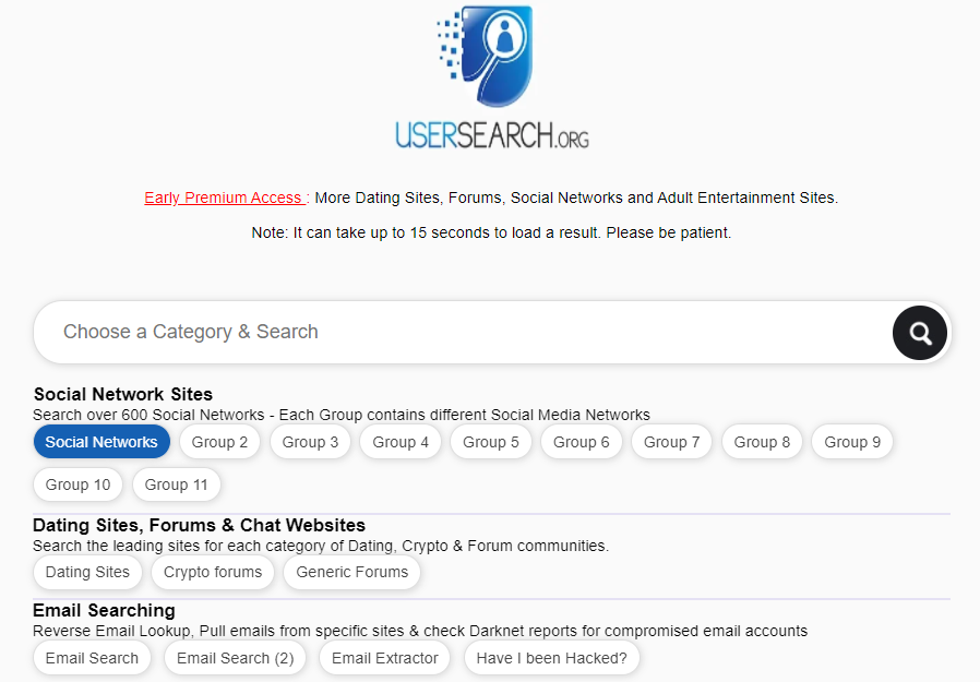 A reverse lookup search tool, built by UserSearch.org.  Finds users across hundreds of social networks by username or email address.